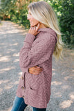 Pink Knit Hooded Cardigan
