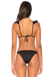Black Ruffle V Neck Triangular Bikini 2pcs Swimsuit