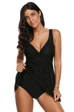 Black Flowy Lace Tank Overlay One Piece Swimsuit