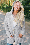 Gray Knit Hooded Cardigan