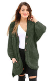 Dark Green Chenille Buttoned Sweater Cardiga