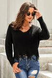 Black Tainted Love Cotton Distressed Sweater