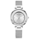 Women's watch with diamond inlaid steel mesh belt