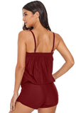 Red Casual Romper Style One-piece Swimsuit