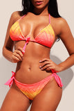 Ombre Pink Mesh Lined Brazillian Bikini Set