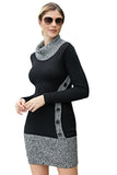 Black Gray Button Front Sweater Dress