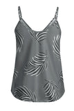 Gray Tropical Plant Print Tank Top