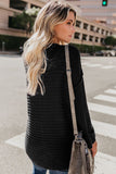 Black Textured V Neck Pullover Sweater