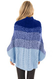 Sky Blue Ombre Thick Knit Poncho Style Sweater