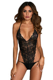 Black Floral Lace Teddy with Mesh Skirt