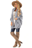 Gray Patch Pockets Batwing Sleeve Cardigan